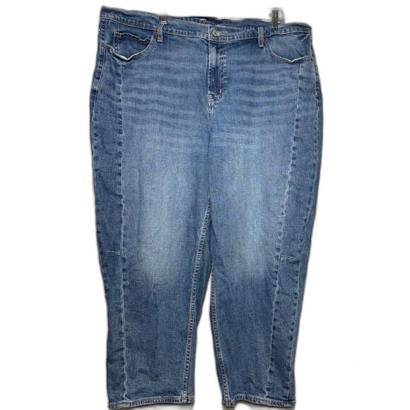 Old Navy Barrel Leg Jeans Women's Size 20 Medium Wash Wide Leg Baggy Plus Size - Picture 1 of 4